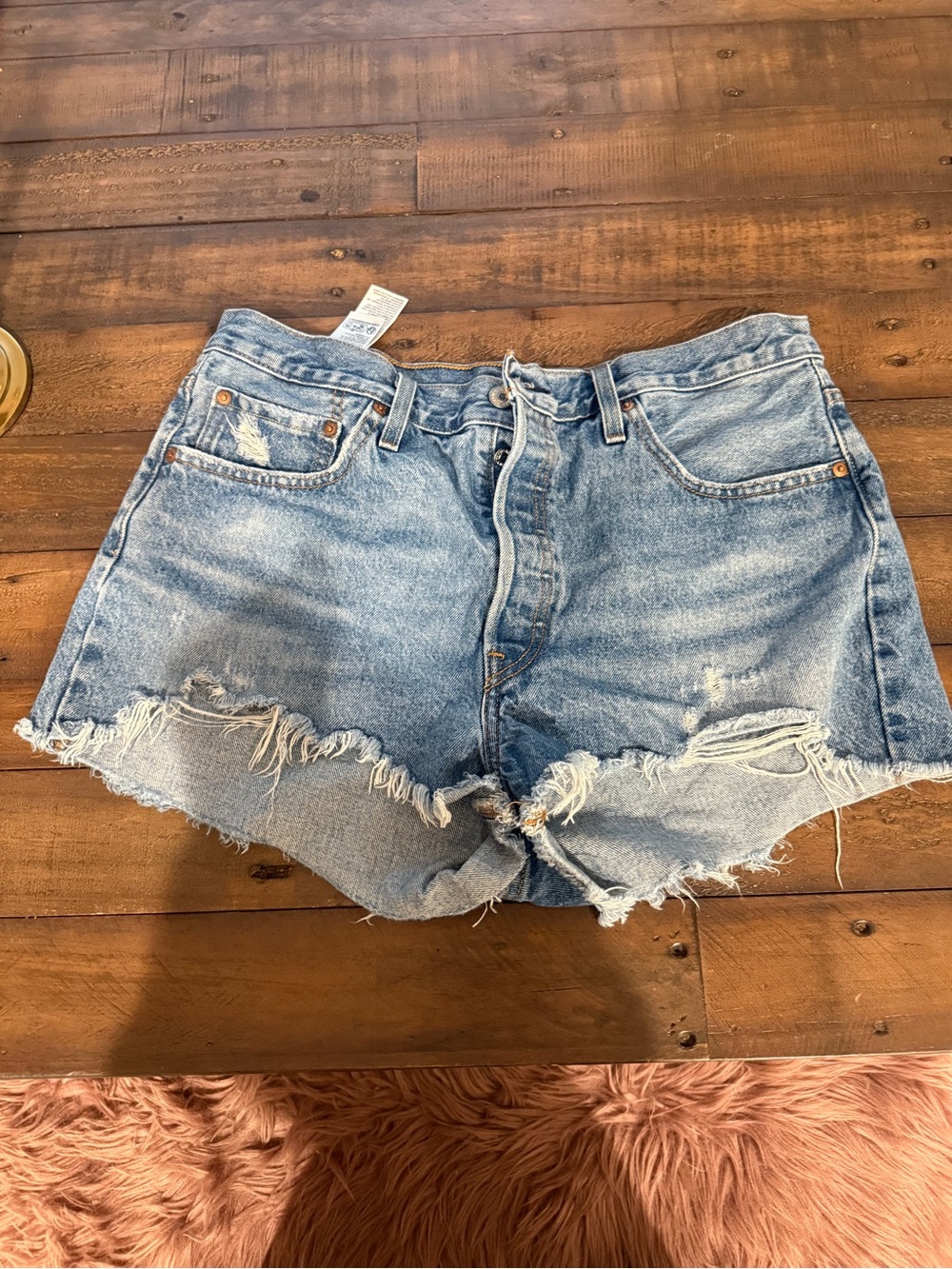 Levi's Light Blue Distressed Denim Cutoff Shorts